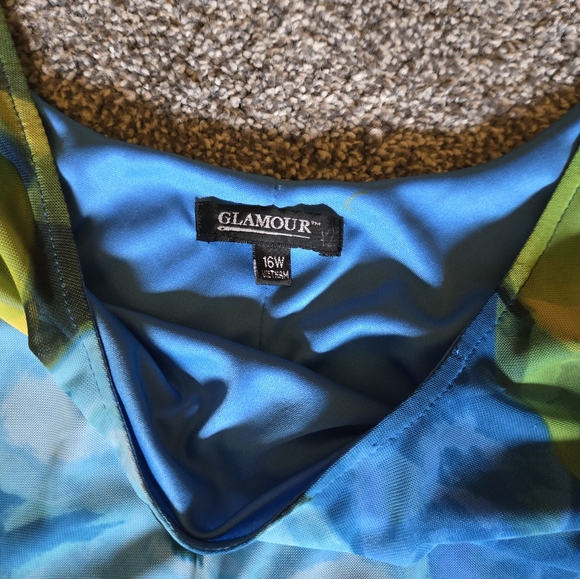 Glamour Blue and Green Floral Maxi Dress - Picture 4 of 5